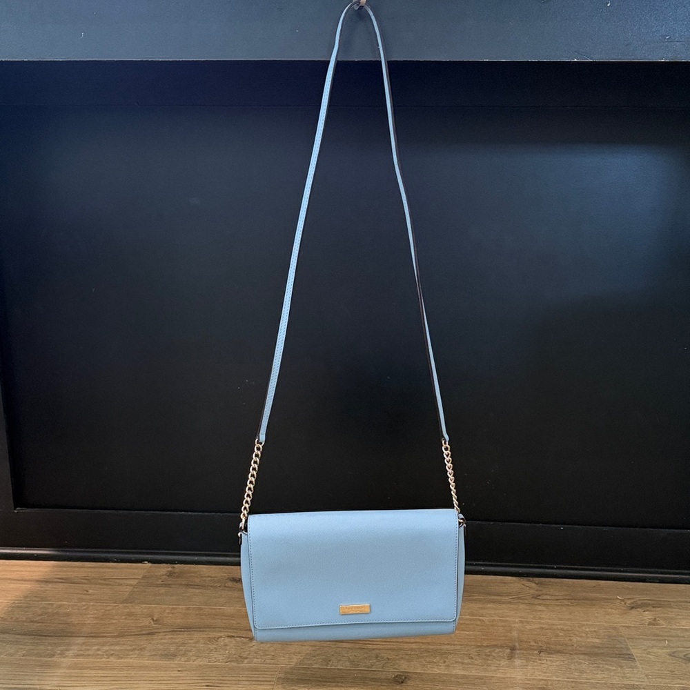 Kate Spade Tilden Place Alex Dusty Blue Crossbody Bag w Signature Two Way Script